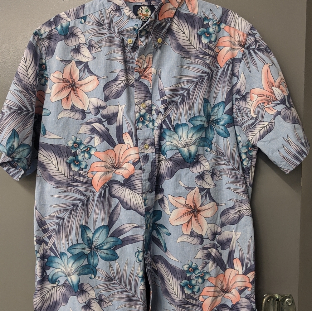 Reyn Spooner Hawaiian Shirt (L) Blue